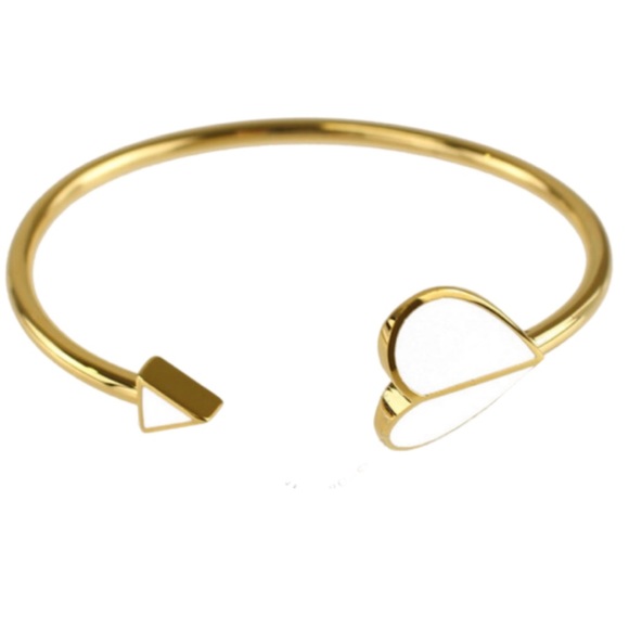 KATE SPADE • White Heritage Spade Gold Flex Cuff Bracelet - Picture 6 of 8